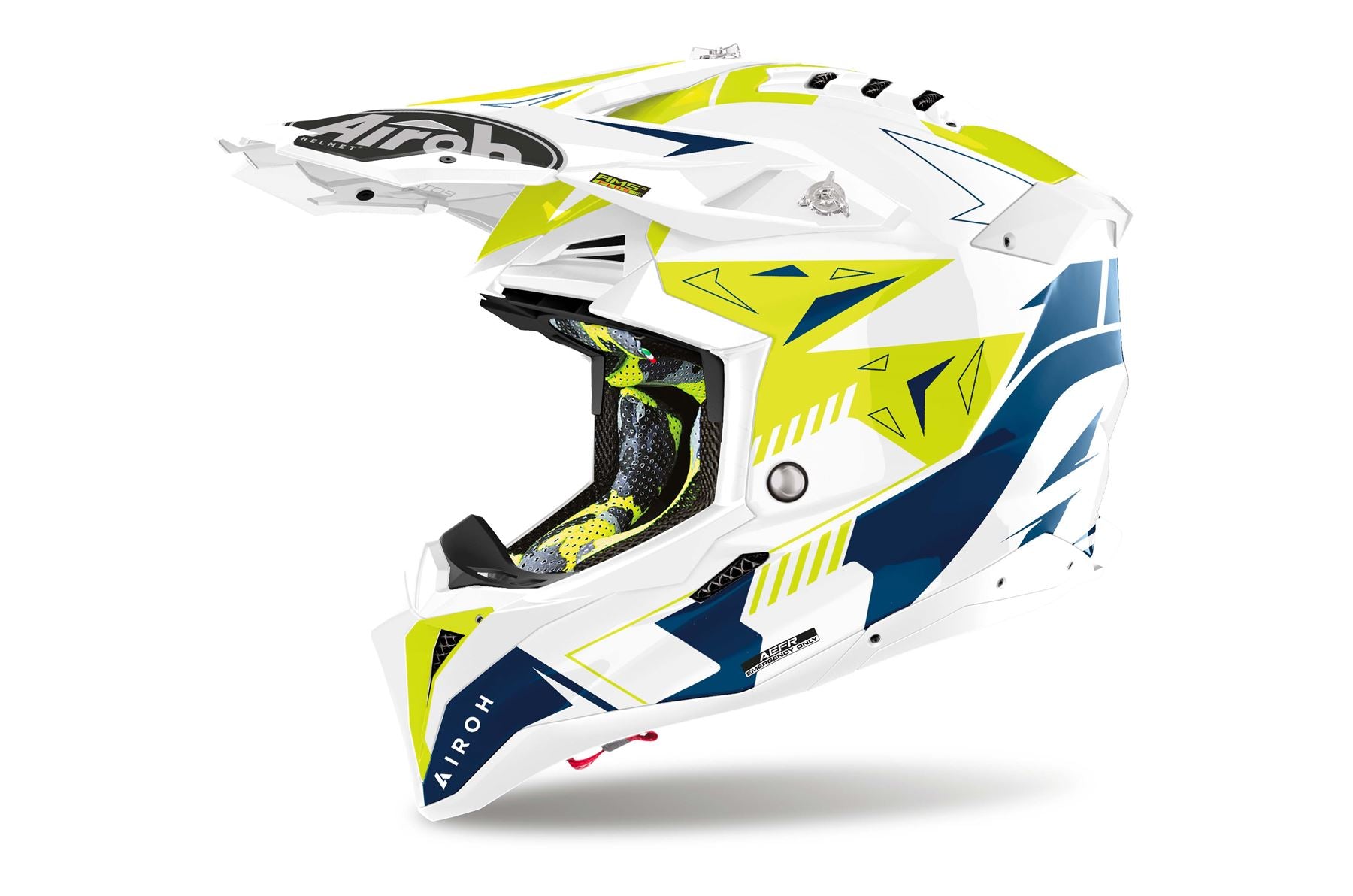 Airoh Helmet 2024 Aviator 3 Spin Yellow Blue Gloss HPC Carbon